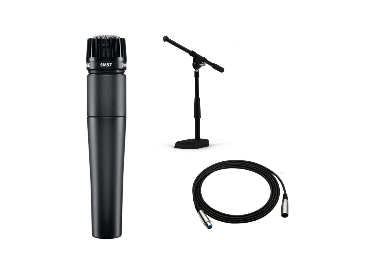 SHURE SM 57 LCE +KABEL MIKROFONOWY 3M+NISKI STATYW ŁAMANY - Riff
