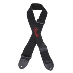 FENDER 2" BLK POLY STRAP W/RED pasek gitarowy