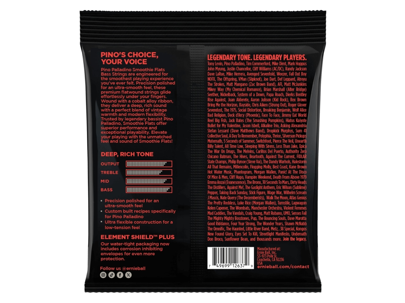 Ernie Ball Eb 2748 Komplet Strun Do Gitary Basowej