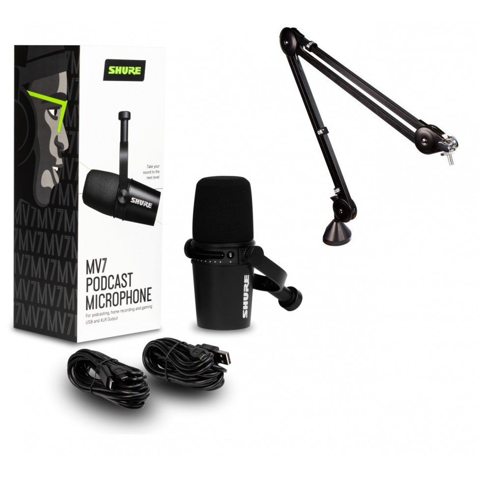 SHURE MV7-K + STATYW RODE PSA1 - Riff.net.pl