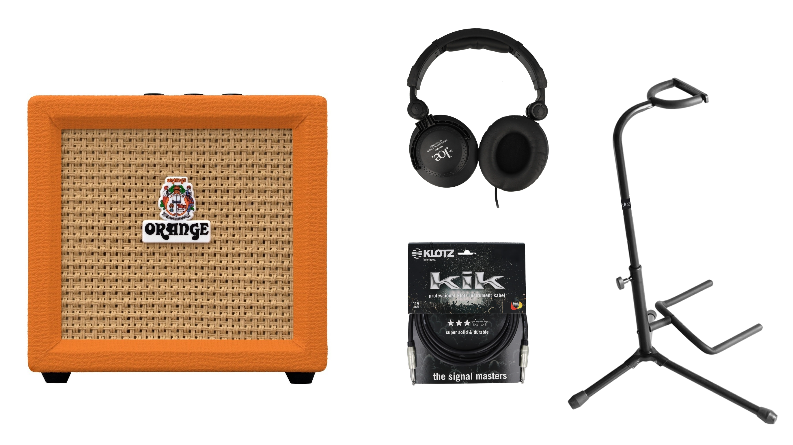 Zestaw prezentowy gitarowy z Orange Crush Mini, słuchawkami, kablem i statywem
